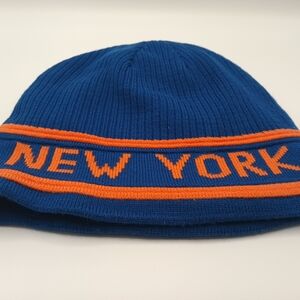 New York Mets Baseball Blue and Orange Lined Knit Beanie Toboggan Hat